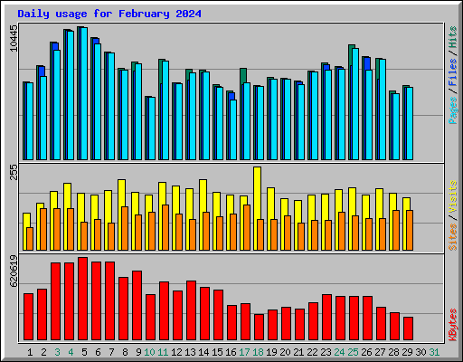 Daily usage for February 2024
