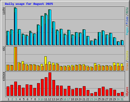 Daily usage for August 2025